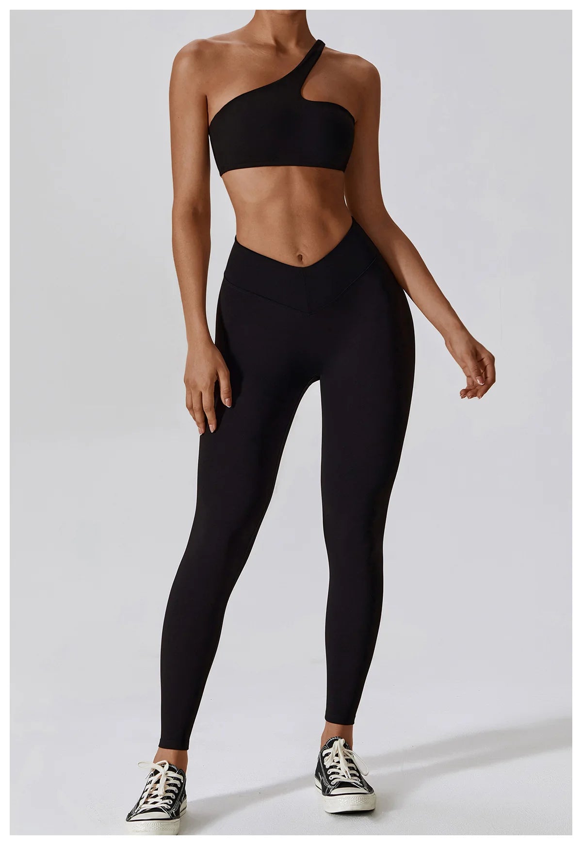 Do For You Elevate One-Shoulder Bra in black – modern one-shoulder activewear for women